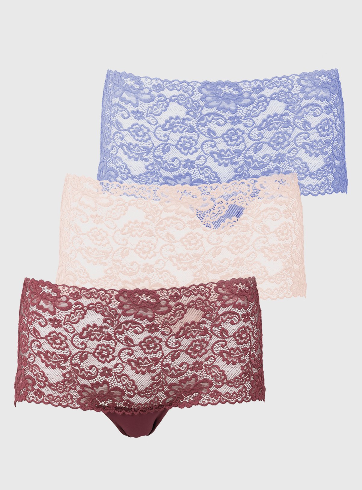 SKU 3pk Wide Galloon Short Lisa Lace:Dark Red:16 - Image 1 thumbnail